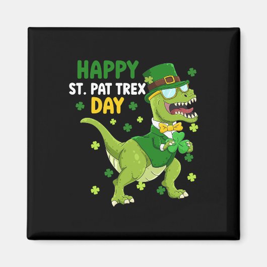 St Patricks Day Leprechaun Dinosaur Dino Glücklich Magnet (Vorne)