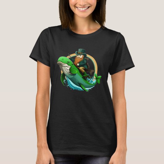St Patricks Day Leprechaun Dolphin Kleeblatt Funny T-Shirt (Vorderseite)