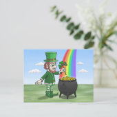 St. Patricks Day Leprechaun Feiertagspostkarte (Stehend Vorderseite)