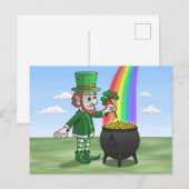 St. Patricks Day Leprechaun Feiertagspostkarte (Vorne/Hinten)