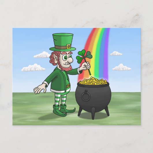 St. Patricks Day Leprechaun Feiertagspostkarte (Vorderseite)