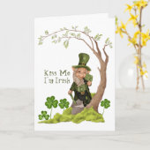 St. Patrick's Day Leprechaun Funny Gruß Karte (Gelbe Blume)