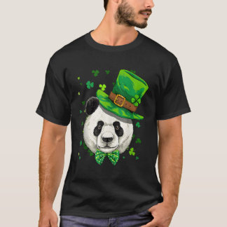 St Patrick's Day Leprechaun Giant Panda Bear Shamr T-Shirt