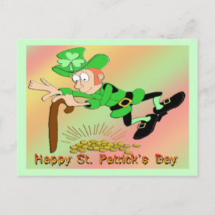 St Patrick's Day Leprechaun Gold Postkarte