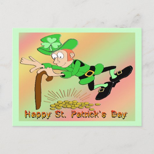 St Patrick's Day Leprechaun Gold Postkarte (Vorderseite)