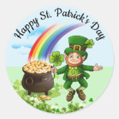 St. Patrick's Day Leprechaun Grosser Regenbogen Runder Aufkleber (Vorderseite)