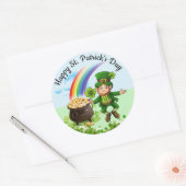 St. Patrick's Day Leprechaun Grosser Regenbogen Runder Aufkleber (Umschlag)