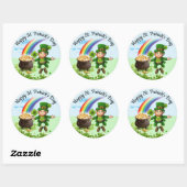 St. Patrick's Day Leprechaun Grosser Regenbogen Runder Aufkleber (Blatt)