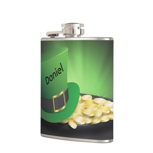 St. Patrick's Day Leprechaun Hat and Pot of Gold Flachmann (Links)