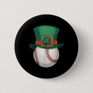 St Patricks Day Leprechaun Hat Kleeblatt Baseball Button
