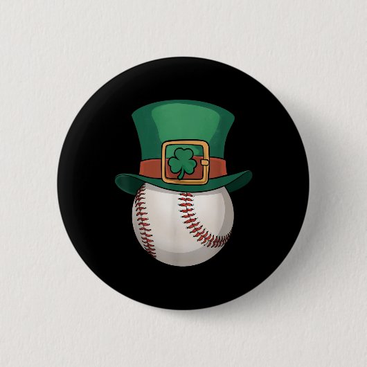 St Patricks Day Leprechaun Hat Kleeblatt Baseball Button (Vorderseite)