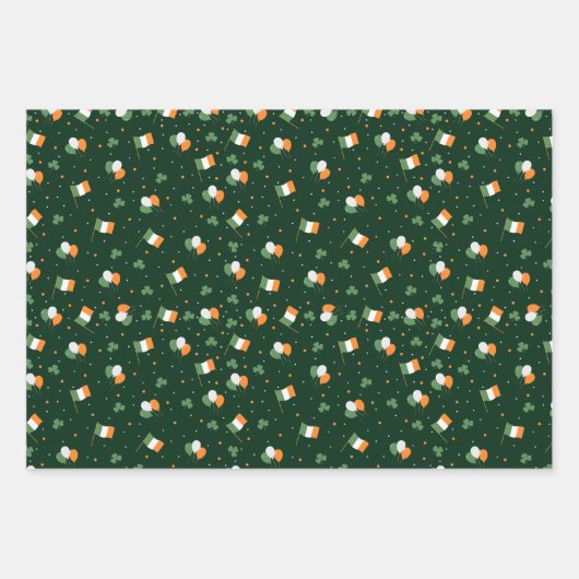 St Patrick's Day Leprechaun Hat Kleeblatt Flag Gol Geschenkpapier Set (Vorderseite 3)