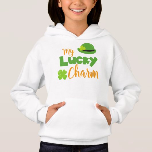 St. Patrick's Day, Leprechaun Hat, Lucky Charm Hoodie (Vorderseite)