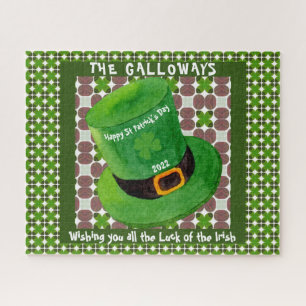 St Patricks Day Leprechaun Hat Monogram Irish Luck Puzzle