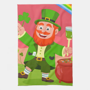 St. Patrick's Day Leprechaun-Illustration  Geschirrtuch