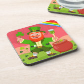 St. Patrick's Day Leprechaun-Illustration  Getränkeuntersetzer (Linke Seite)