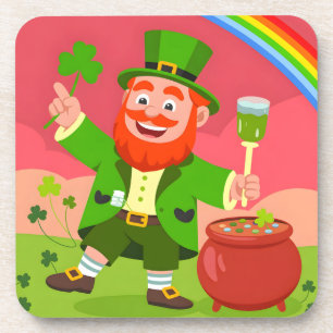 St. Patrick's Day Leprechaun-Illustration  Getränkeuntersetzer