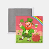 St. Patrick's Day Leprechaun-Illustration Magnet (Vorderseite/Rückseite)