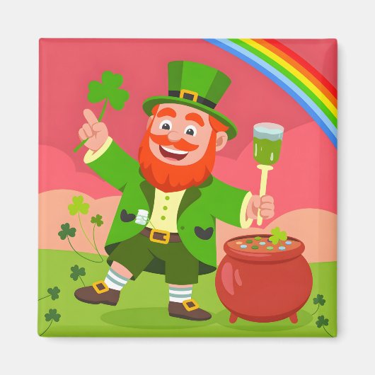 St. Patrick's Day Leprechaun-Illustration Magnet (Vorne)