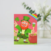 St. Patrick's Day Leprechaun Illustration Postkarte (Stehend Vorderseite)
