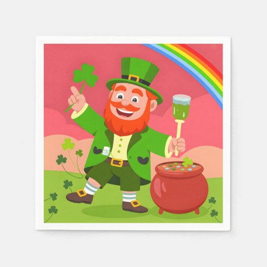 St. Patrick's Day Leprechaun-Illustration Serviette (Vorderseite)