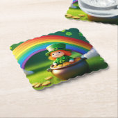 St. Patrick's Day Leprechaun im Topf mit Gold Untersetzer (angewinkelt)