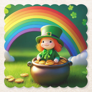 St. Patrick's Day Leprechaun im Topf mit Gold Untersetzer