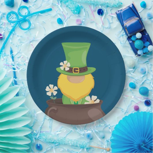 St. Patrick's Day Leprechaun in Pot of Gold Pappteller (Party)
