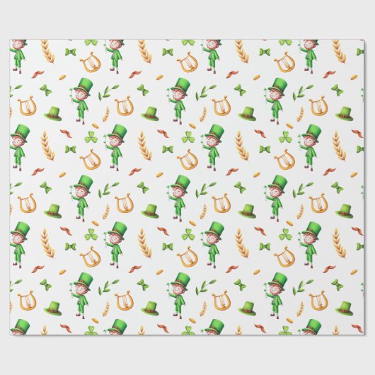 St Patrick's Day Leprechaun Irish Geschenkpapier (Flach)