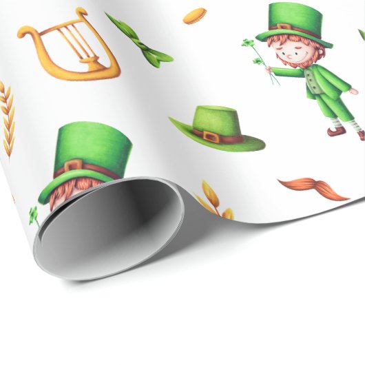 St Patrick's Day Leprechaun Irish Geschenkpapier (Rolleneckpunkt)