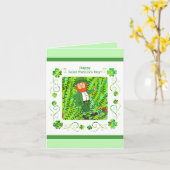 St.Patrick's Day Leprechaun & Irish Segen Karte (Gelbe Blume)