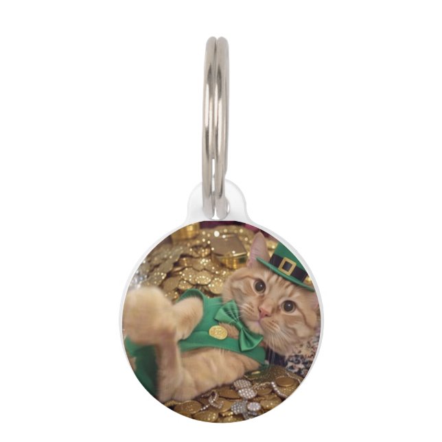 St. Patricks Day Leprechaun Katze  Haustiermarke (Vorderseite)