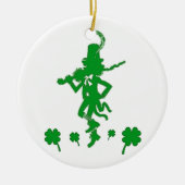 St. Patrick's Day Leprechaun Kleeblatt Clover Orna Keramik Ornament (Vorne)