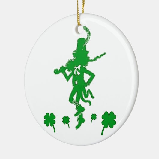 St. Patrick's Day Leprechaun Kleeblatt Clover Orna Keramik Ornament (Links)