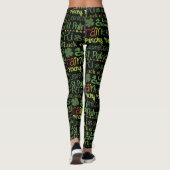 St. Patrick's Day Leprechaun Kleeblatt Green Black Leggings (Rückseite)