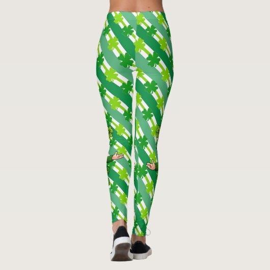 St. Patrick's Day Leprechaun Kleeblatt Grün Leggings (Rückseite)