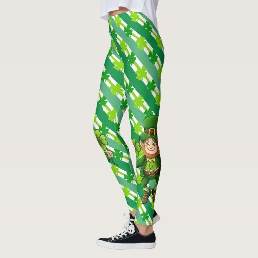 St. Patrick's Day Leprechaun Kleeblatt Grün Leggings (Links)