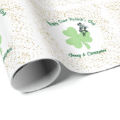 St. Patrick's Day Leprechaun & Kleeblatt mit Gold Geschenkpapier (Rolleneckpunkt)