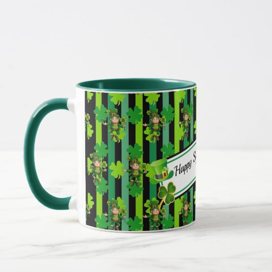 St. Patrick's Day Leprechaun Kleeblatt Name Tasse  (Links)
