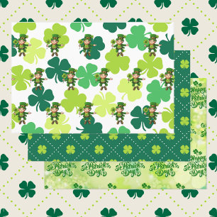St. Patrick's Day Leprechaun Kleeblatts Green Geschenkpapier Set
