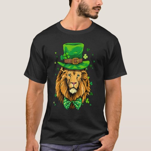 St Patrick's Day Leprechaun Lion Shamrock Lion Ir T-Shirt (Vorderseite)