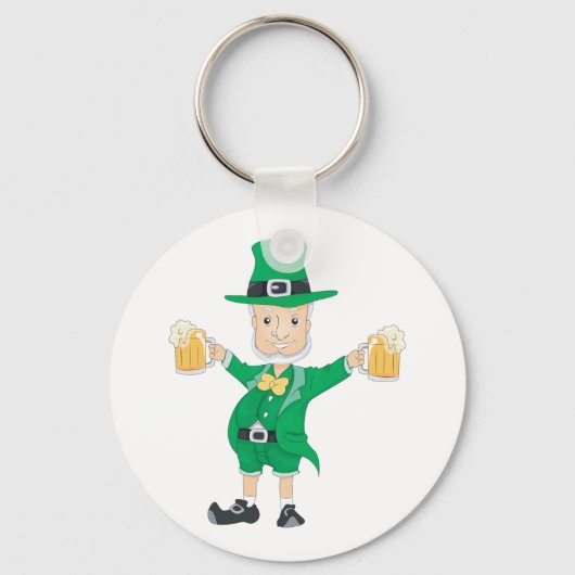 St Patrick's Day Leprechaun mit Bierbäckerchen Tas Schlüsselanhänger (Vorderseite)