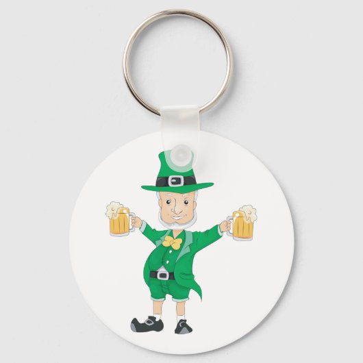 St Patrick's Day Leprechaun mit Bierbäckerchen Tas Schlüsselanhänger (Rückseite)