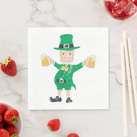St Patrick's Day Leprechaun mit Bierbäckerchen Tas Serviette (Beispiel)