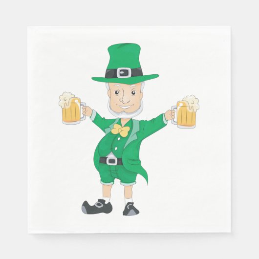 St Patrick's Day Leprechaun mit Bierbäckerchen Tas Serviette (Vorderseite)