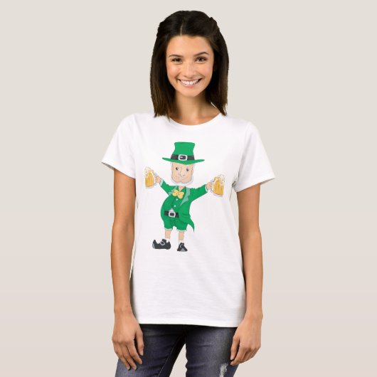 St Patrick's Day Leprechaun mit Bierbäckerchen Tas T-Shirt (Vorne ganz)