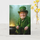 St. Patrick's Day Leprechaun mit Goldmünzen Karte (Gelbe Blume)