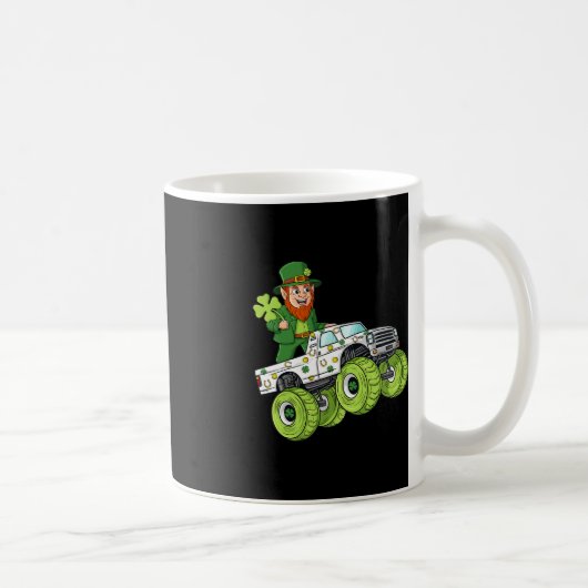 St Patricks Day Leprechaun Monster Truck Lucky Boy Kaffeetasse (Rechts)
