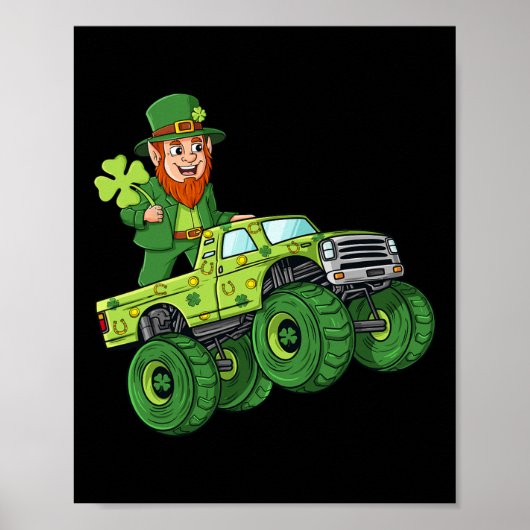 St Patricks Day Leprechaun Monster Truck Lucky Boy Poster (Vorne)