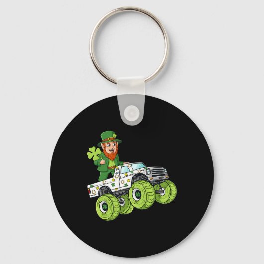 St Patricks Day Leprechaun Monster Truck Lucky Boy Schlüsselanhänger (Vorderseite)